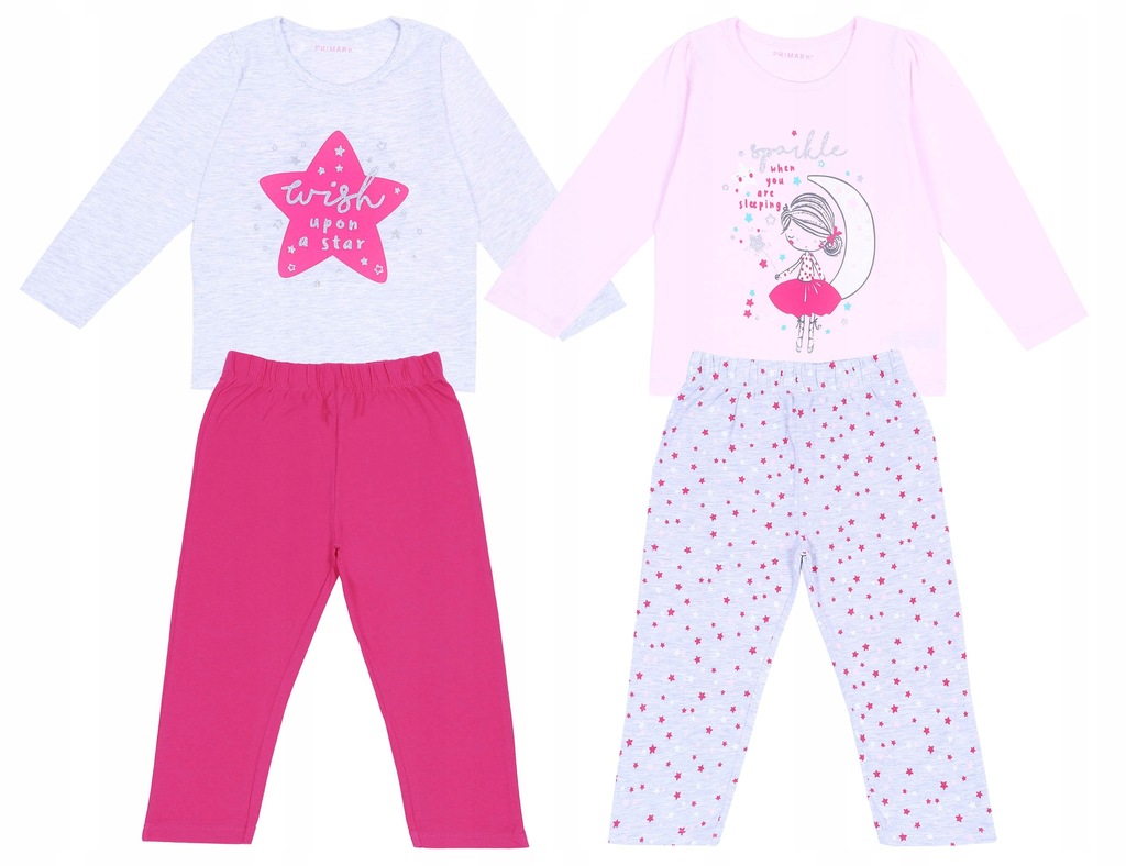 2 x Szaro-różowa piżama w gwiazdki 6-7 lat 122 cm