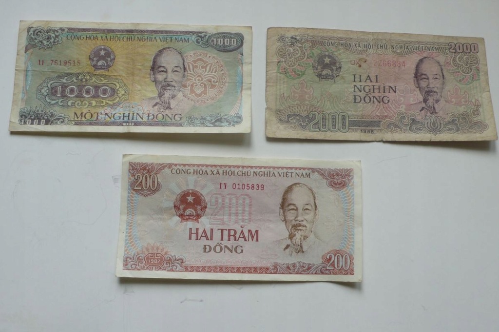 Wietnam 3 banknoty