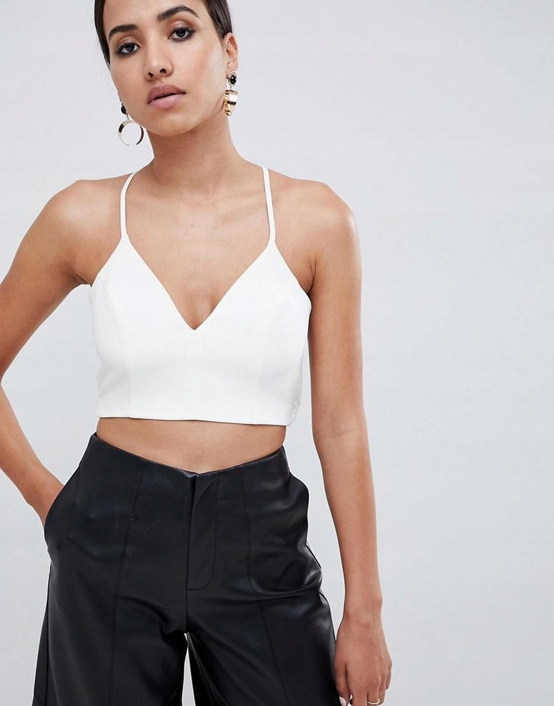 ASOS__XDI ECRU DAMSKI TOP NA RAMIĄCZKACH __XL