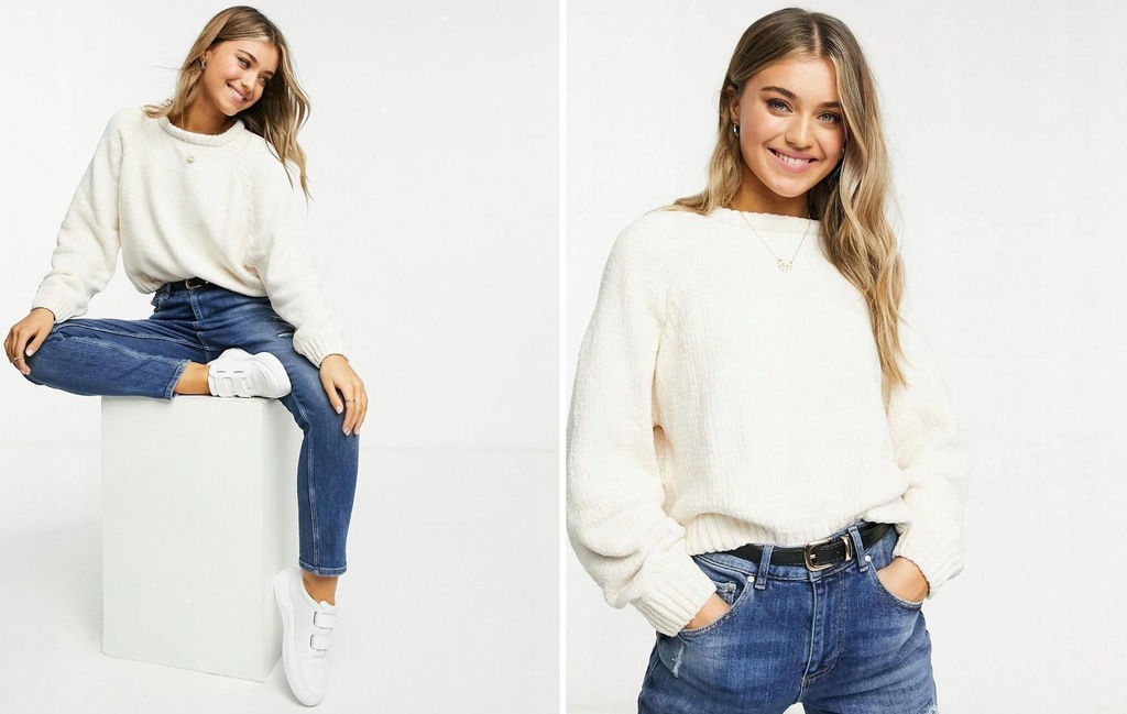 A305L3 PULL&BEAR SWETER ZIMOWY BEŻOWY 38 M