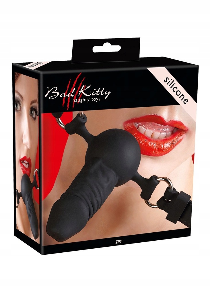 Knebel z dildo Bad Kitty czarny silikon