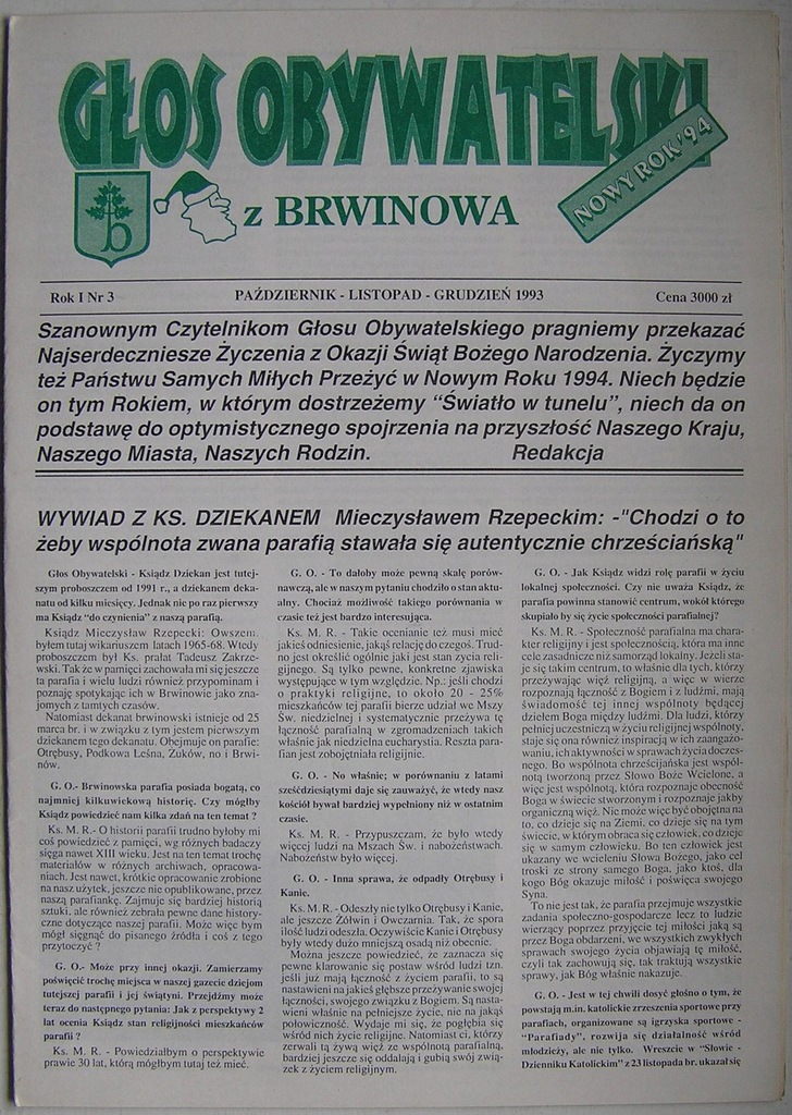 GŁOS OBYWATELSKI Z BRWINOWA 3 1993