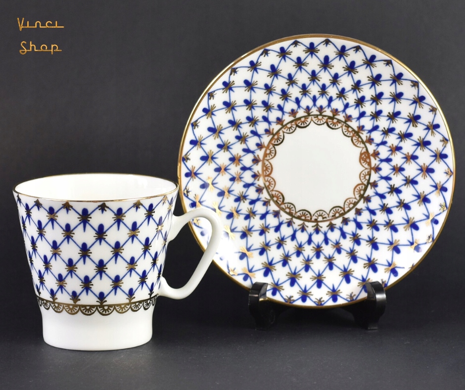 Filiżanka espresso siatka kobaltowa Łomonosow