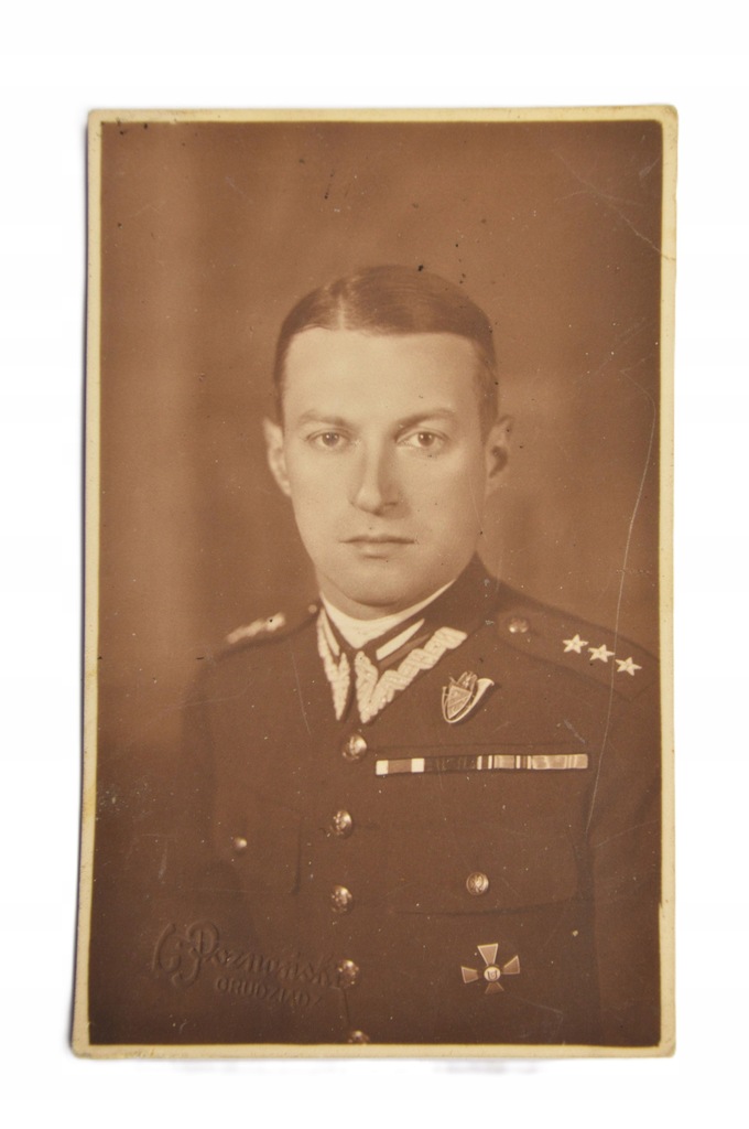 II RP PORTRET ROTMISTRZ 17 PUŁK UŁANÓW ODZNAKA fot. GRUDZIĄDZ 1938 r.