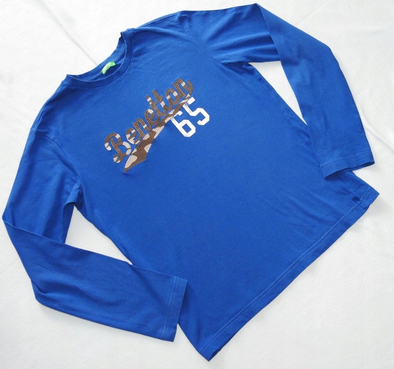 Bluzka BENETTON kobaltowa logo r. 158 2XL