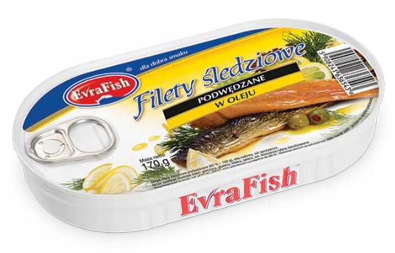 ŚLEDŹ WĘDZONY FILET W OLEJU konserwa EvraFish 170g