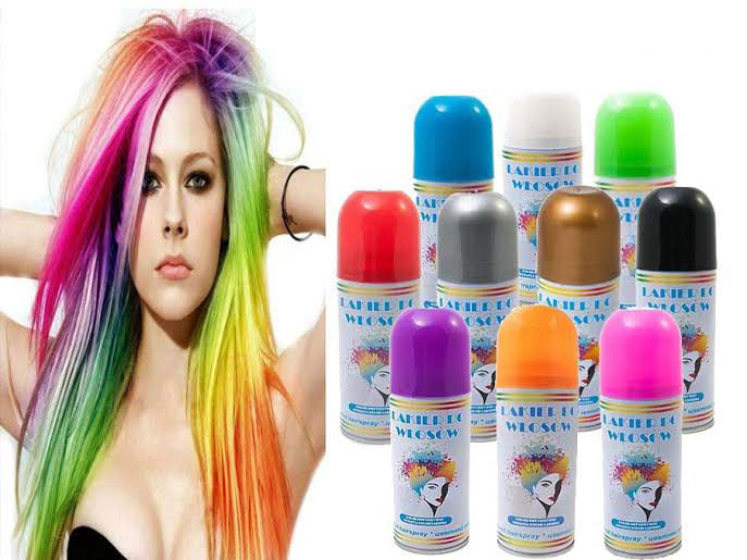 Lakier SPRAY farba do włosów ZŁOTA 7 KOLORÓW - 6895224117 - oficjalne