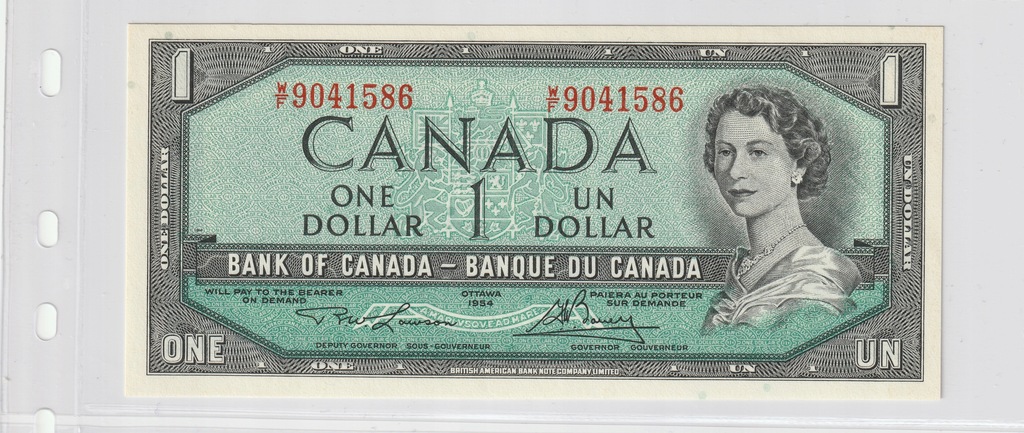 1 CAD ONE DOLLAR CANADA KANADA 1954 UNC