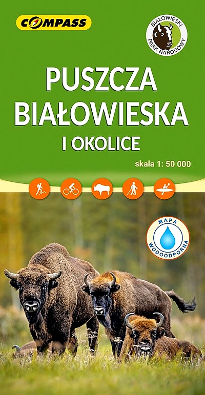 PUSZCZA BIAŁOWIESKA I OKOLICE MAPA LAMINOWANA