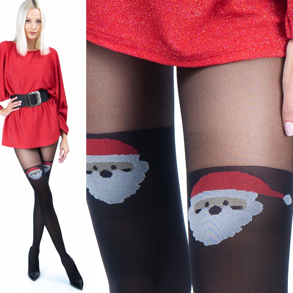 Rajstopy damskie świąteczne christmas CHOINKI