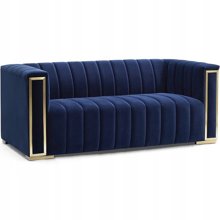 Sofa Vogue 2 Velvet Złoty-Granatowy do Salonu