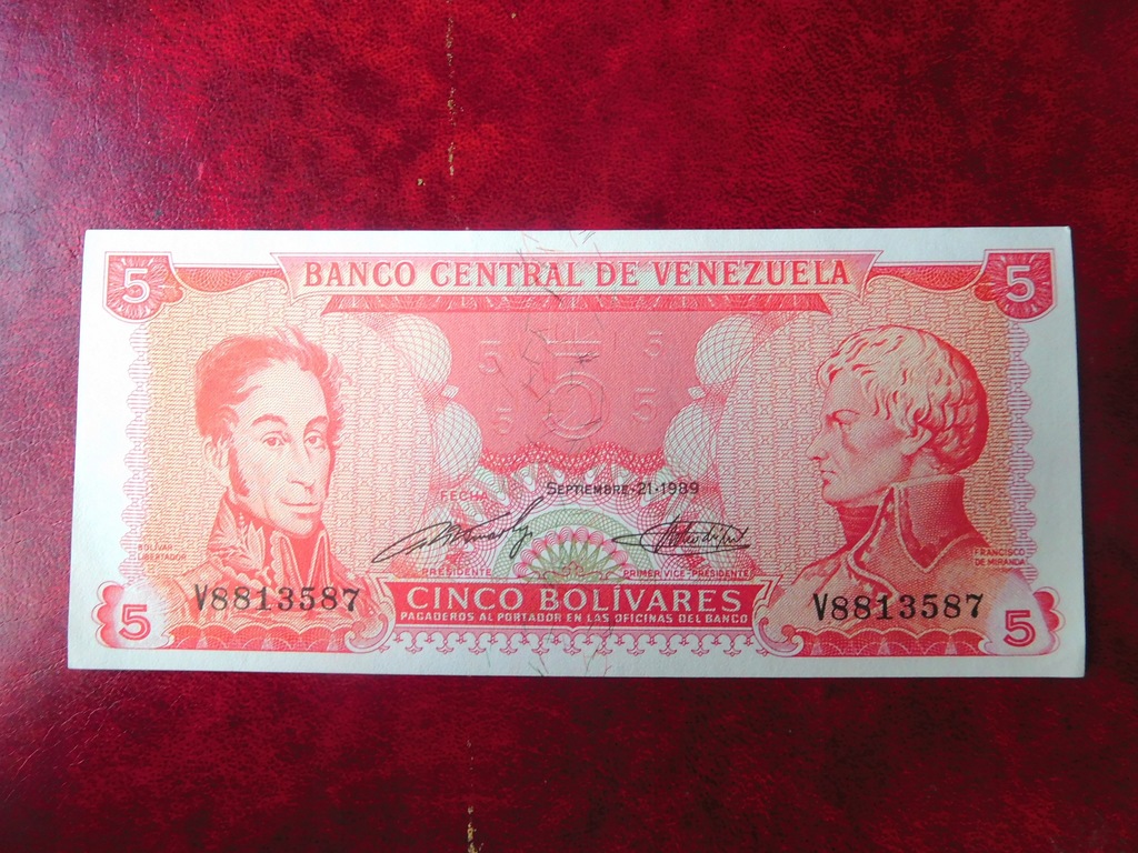 Banknot Wenezuela 5 Bolivares UNC