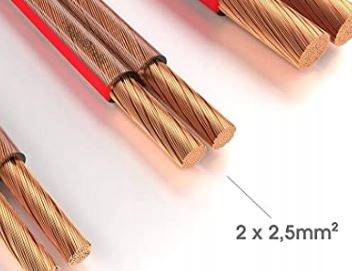 KABEL PRZEWÓD GŁOŚNIKOWY OFC 2x2,5mm MIEDŹ - 30 m