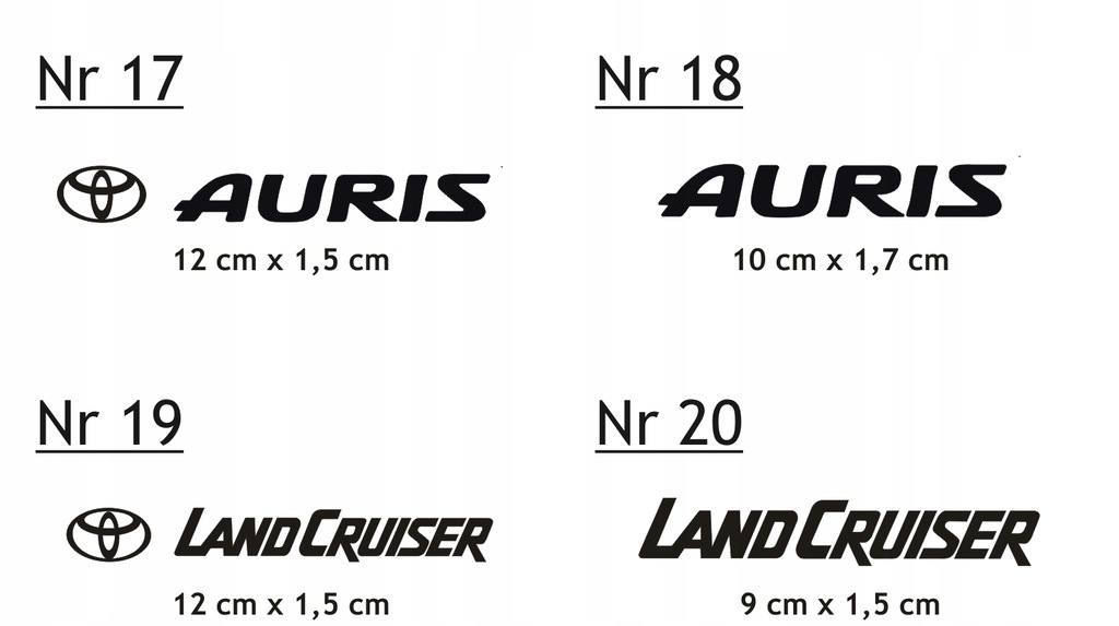 naklejka na klamkę TOYOTA avensis yaris trd rav4