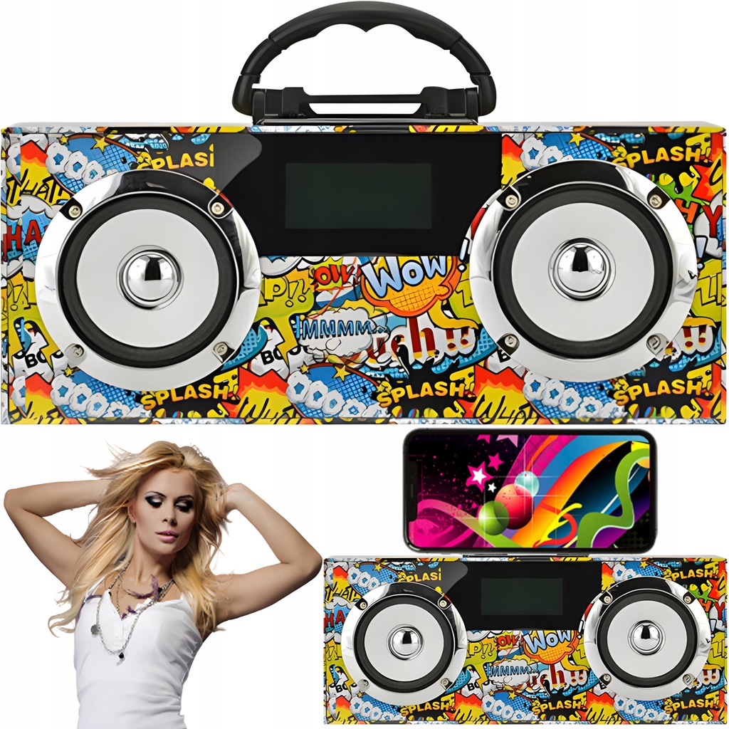 DUŻY BEZPRZEWODOWY GŁOŚNIK BLUETOOTH USB AUX RADIO