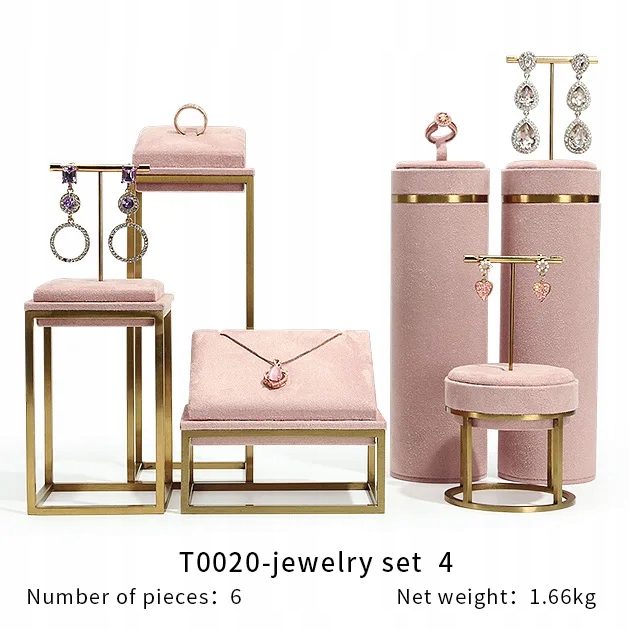 Pink Color Jewelry Shop Window Display Stand Metal Necklace Holder Earring