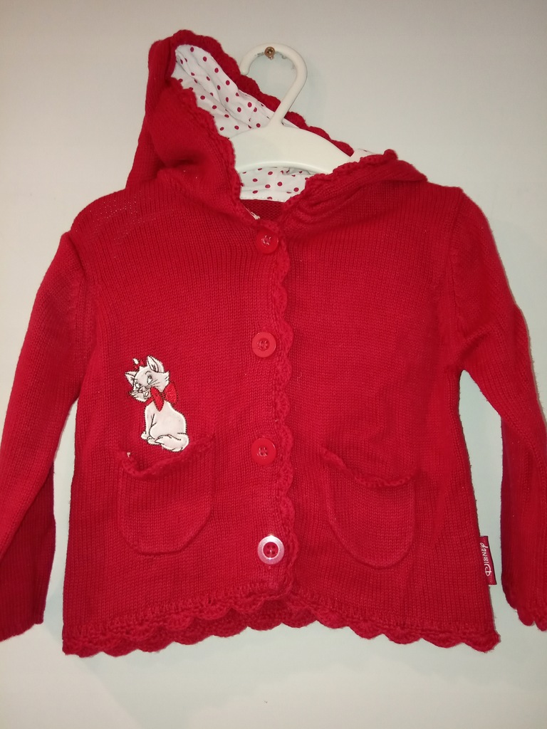 DISNEY czerwony sweterek 0-3 m