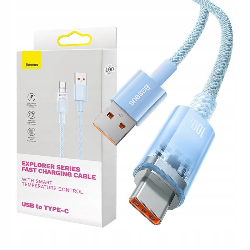 Kabel Baseus USB-A/USB-C 6A 1m (Niebieski)