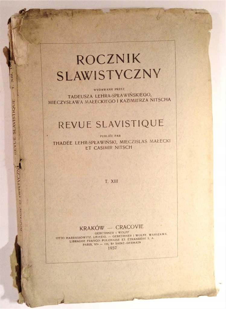 Lehr-Spławiński, Nitsch-Rocznik slawistyczny 1937