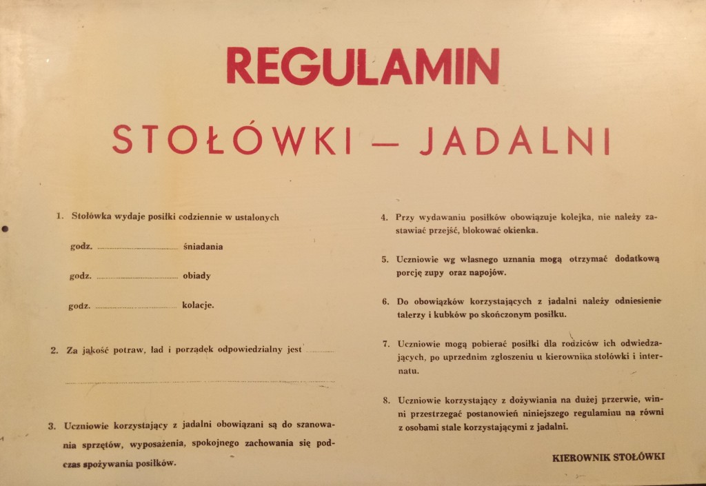 Safety Łobez Tablica"Regulamin Stołówki - Jadalni"