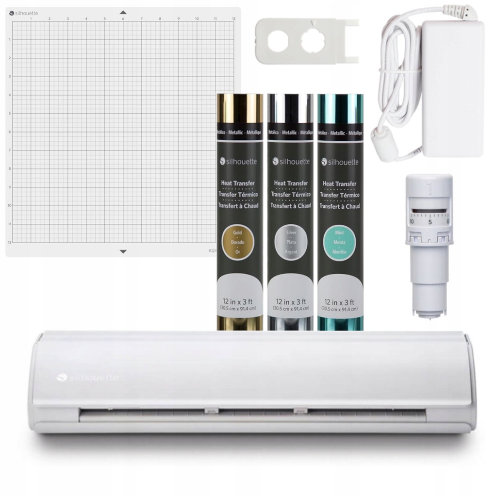 Ploter tnący Silhouette Cameo 5 PLUS BIAŁY + Zestaw Metalicznych Folii Flex