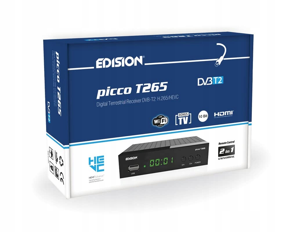 Tuner DVB-T2 Edision Picco T265 H265 HEVC