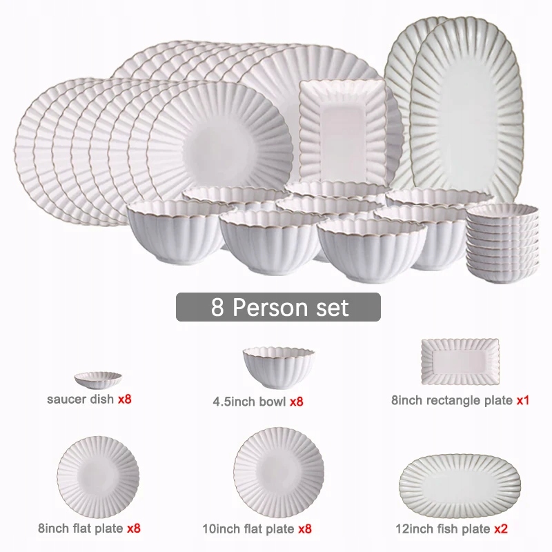 Ceramiczny biały zestaw zastawy stołowej talerz ob