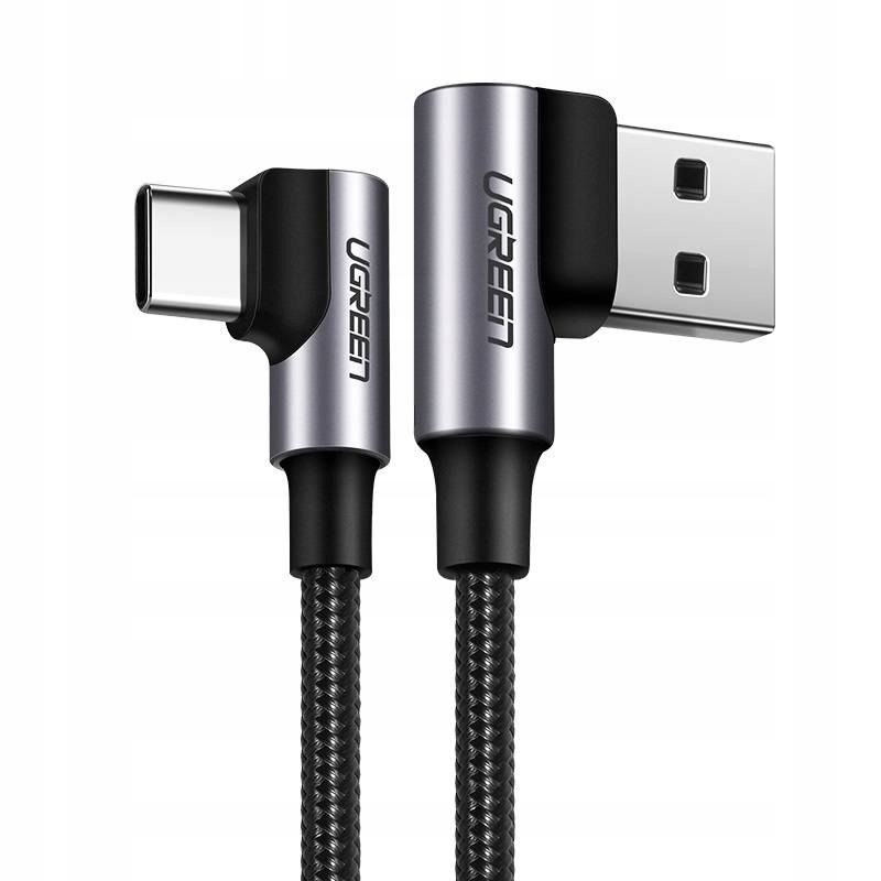 UGREEN Kabel USB do USB-C, kątowy UGREEN US176, 3A, 2m (czarny)