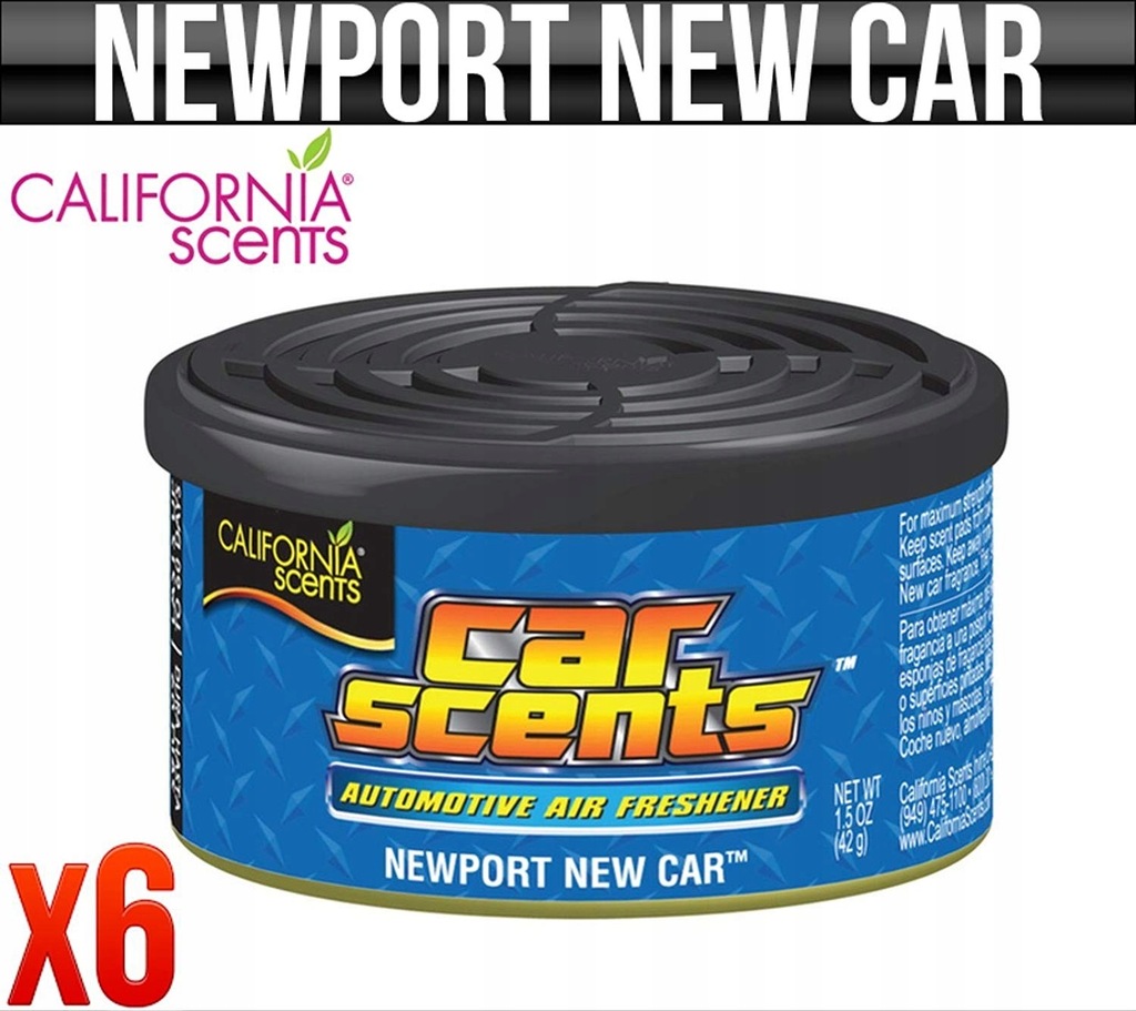 CALIFORNIA SCENTS ZAPACH NEWPORT NEW CAR 6szt zest