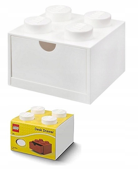 LEGO POJEMNIK KLOCEK 4 SZUFLADA BIAŁY NA BIURKO