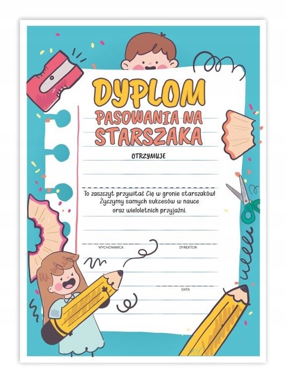 DYPLOM A4 PASOWANIA NA STARSZAKA - KARTKA 5SZT