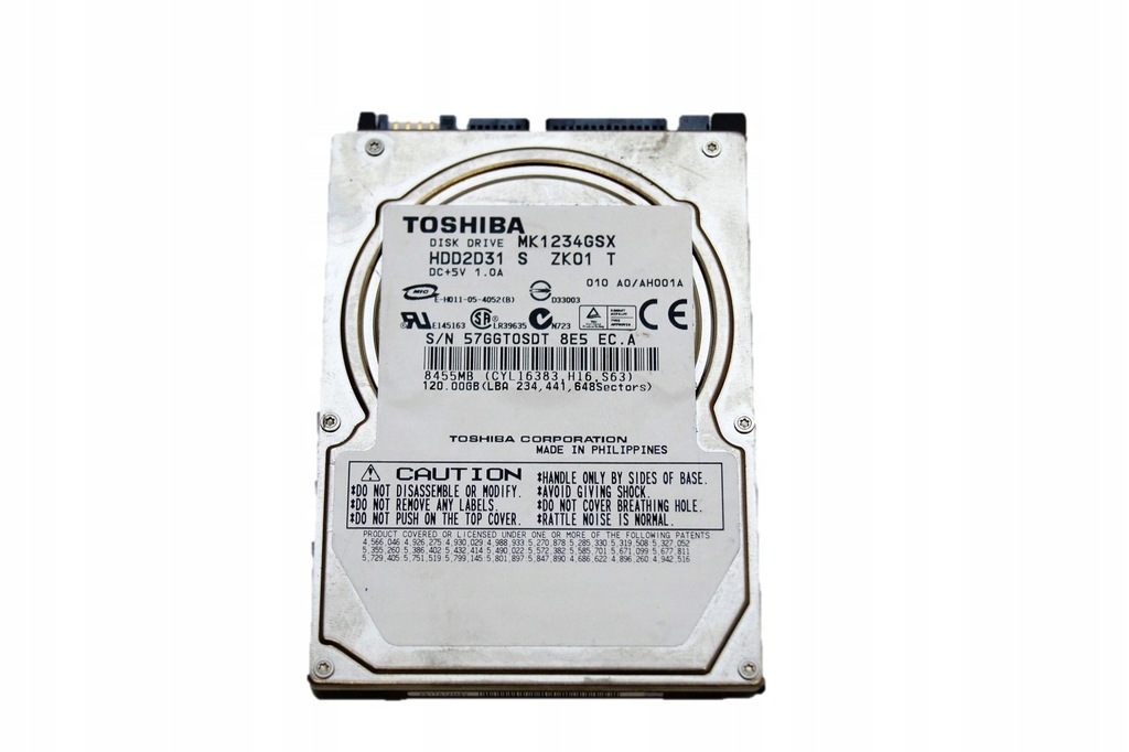 DYSK TWARDY HDD 2,5'' Toshiba MK1234GSX 120GB SATA