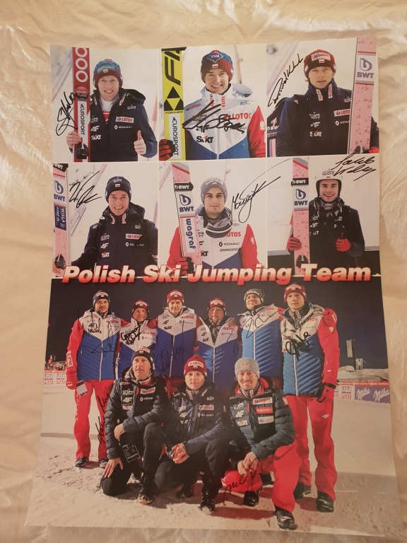 PLAKAT  Z AUTOGRAFAMI SKOCZKÓW NARCIARSKICH