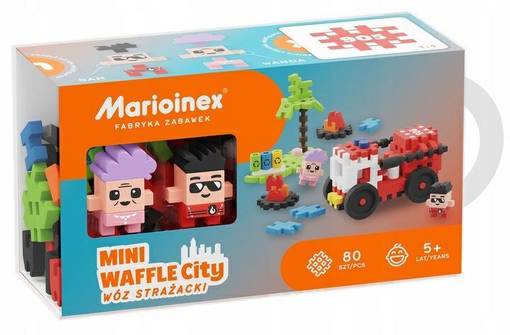 Marioinex Mini waffle City Wafle Klocki - wóz strażacki ludziki 80el