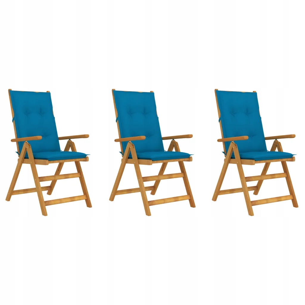 Składane krzesła ogrodowe z poduszkami, 3 szt., dr