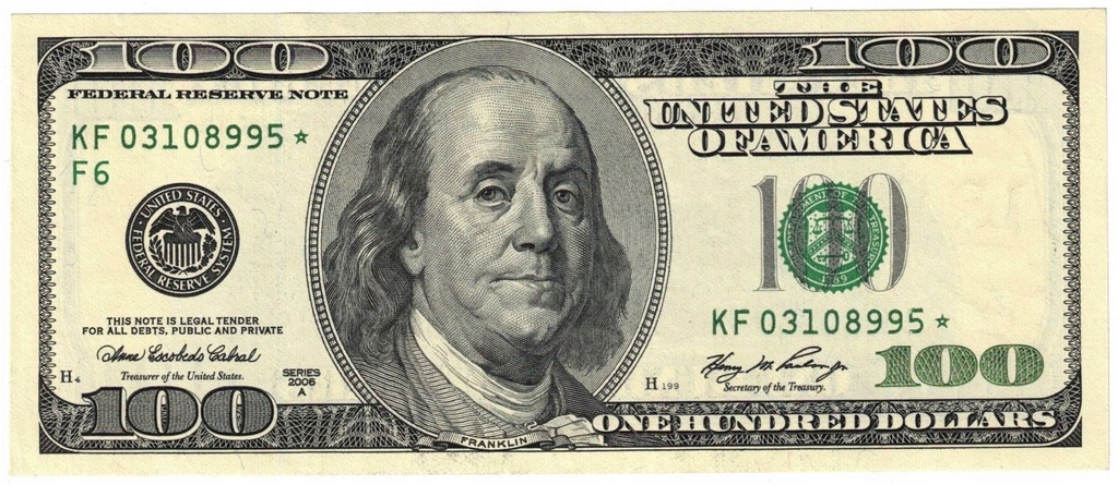 rs, USA, 100 dolarów 2006, seria z gwiazdką