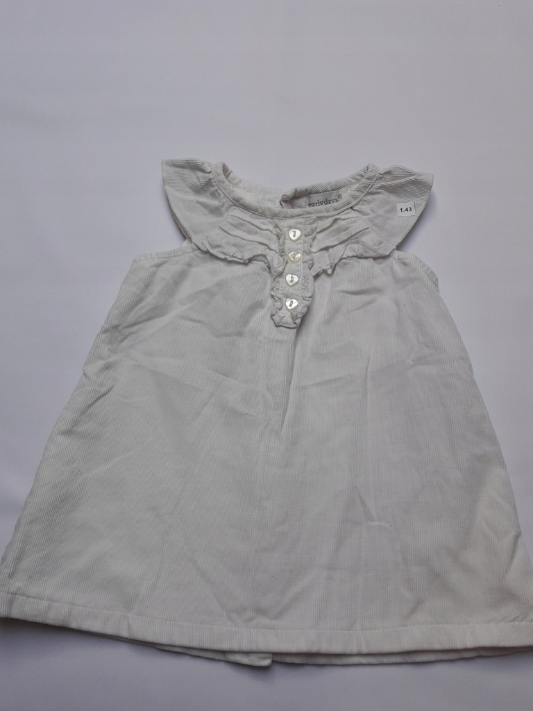 Biała sztruksowa sukienka Early Days 0-3m
