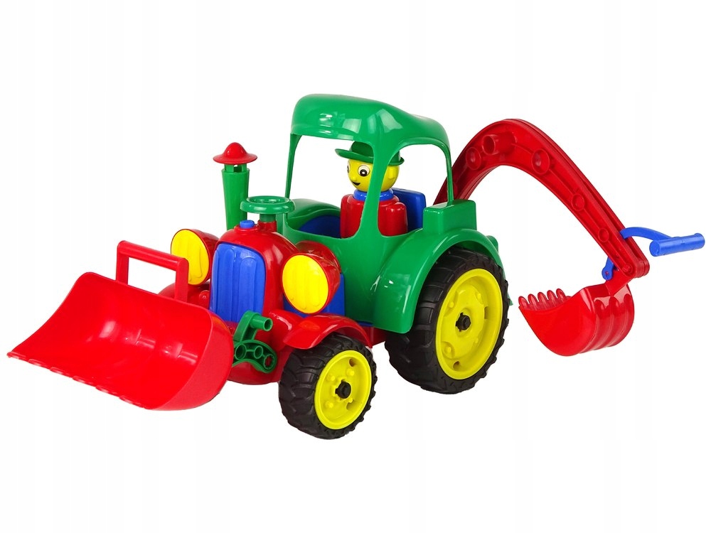 Duży Traktor Koparka Z Figurką Gumowe Koła Ruchome