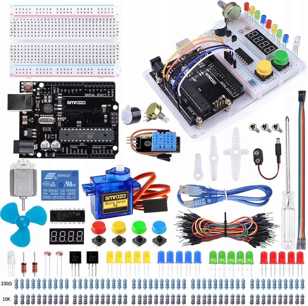 SMRAZA ZESTAW STARTOWY DO NAUKI ELEKTRONIKI KOMPATYBILNY Z ARDUINO R3