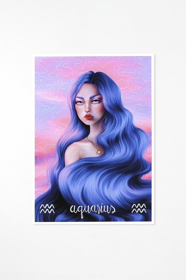 AQUARIUS Wodnik znak zodiaku plakat na ścianę art