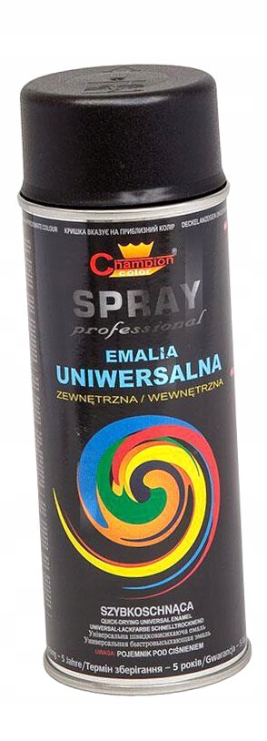 Farba akrylowa spray uniwersalny CHAMPION RAL 9011 Czarny MAT 400ml