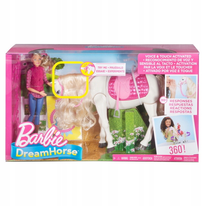 INTERAKTYWNY koń z lalką Barbie dżokejką