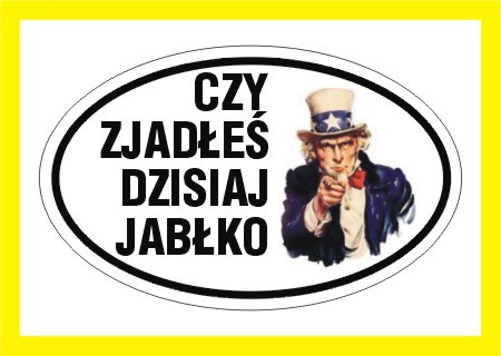 naklejka  na samochód CZY ZJADŁEŚ DZISIAJ JABŁKO