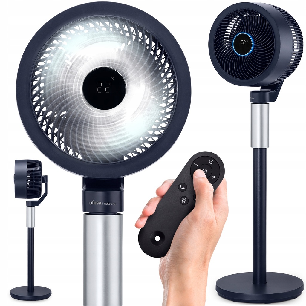 WENTYLATOR STOJĄCY UFESA CYRKULATOR OSCYLACJA 3D 3 TRYBY 70W TIMER PILOT