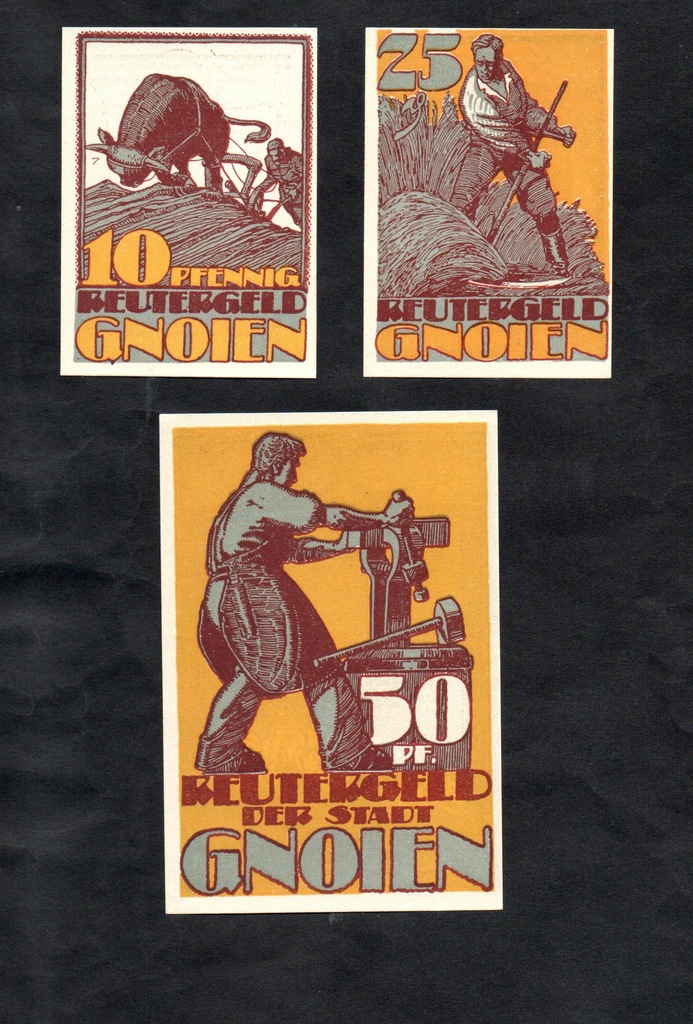 KOLEKCJA NIEMCY -- GNOIEN -- 1922 rok, 3 sztuki