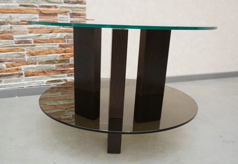 ŁAWA SZKLANA OKRĄGŁA DWA POZIOMY ŚR. 80 CM l-995