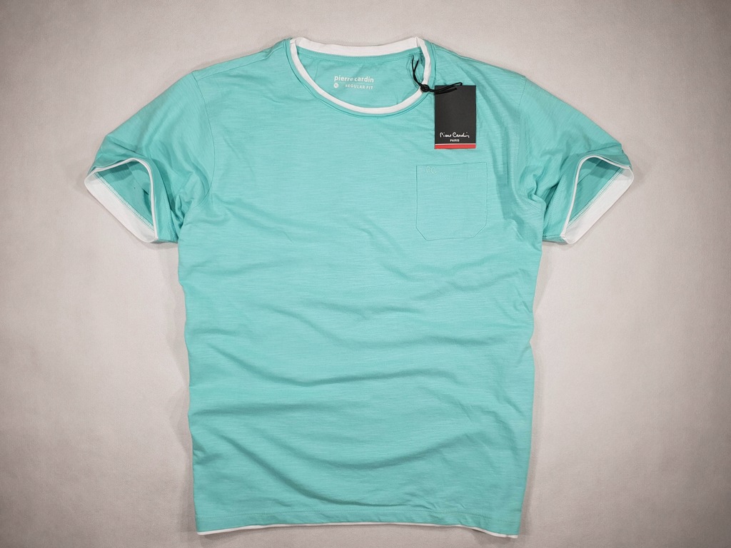 PIERRE CARDIN aqua t-shirt z kieszonką NOWY XL