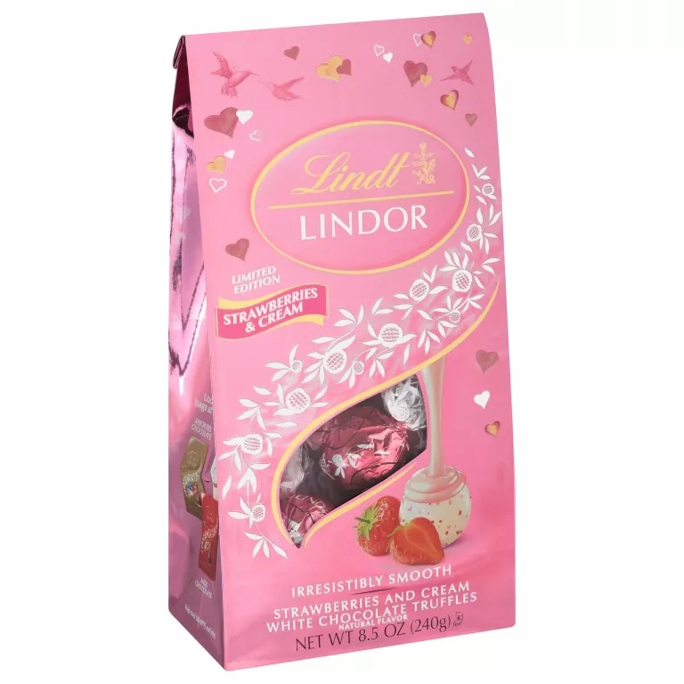 CZEKOLADKI LINDT LINDOR PRALINY TRUSKAWKOWE 100G