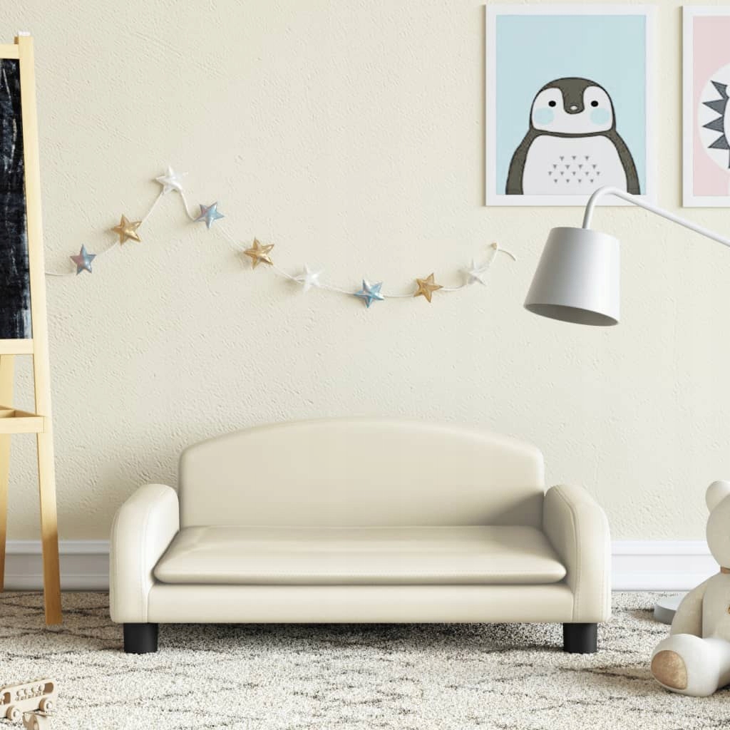 VidaXL Sofa dla dzieci, kremowa, 70x45x30 cm, sztuczna skóra