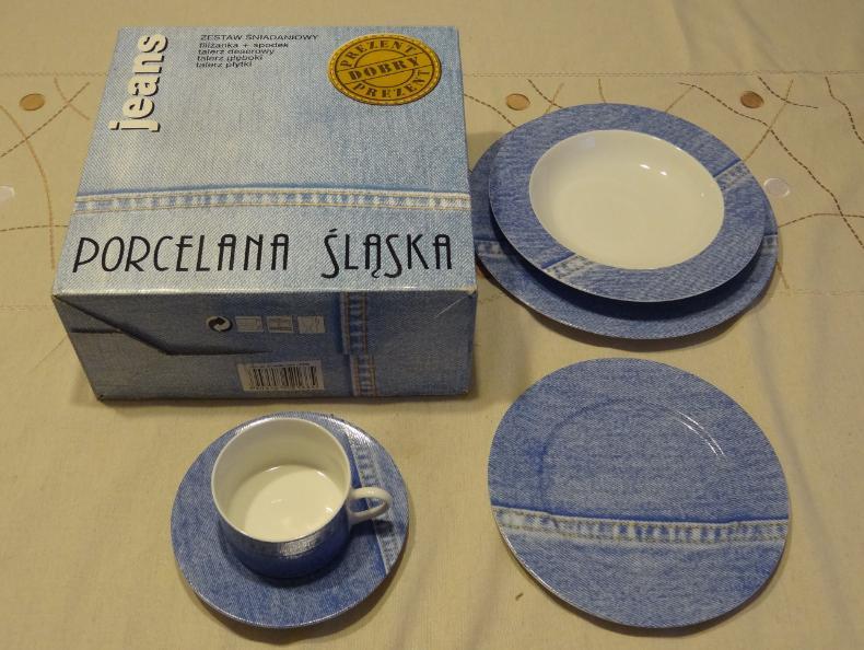 Jednoosobowy zestaw porcelany w kolorze JEANS